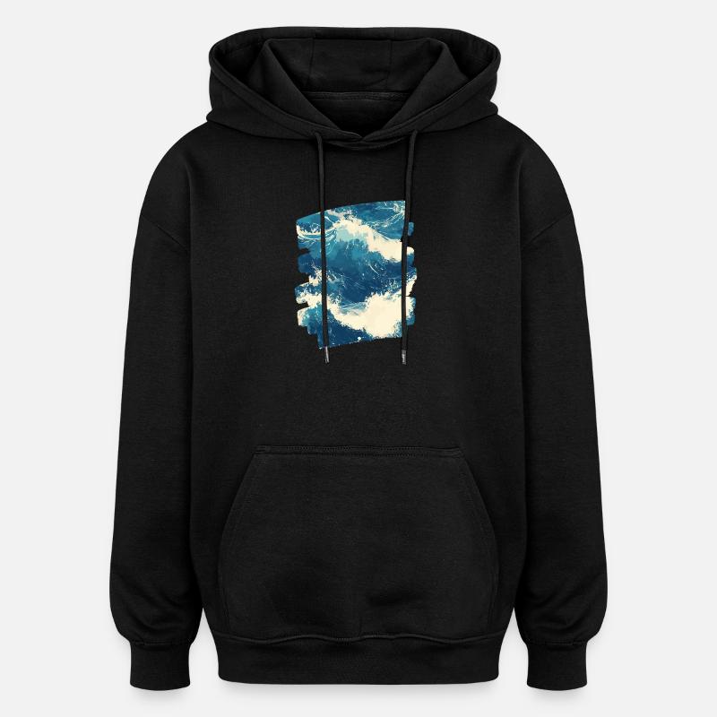 Wellen und Meer - Oversized Unisex Hoodie - Schwarz