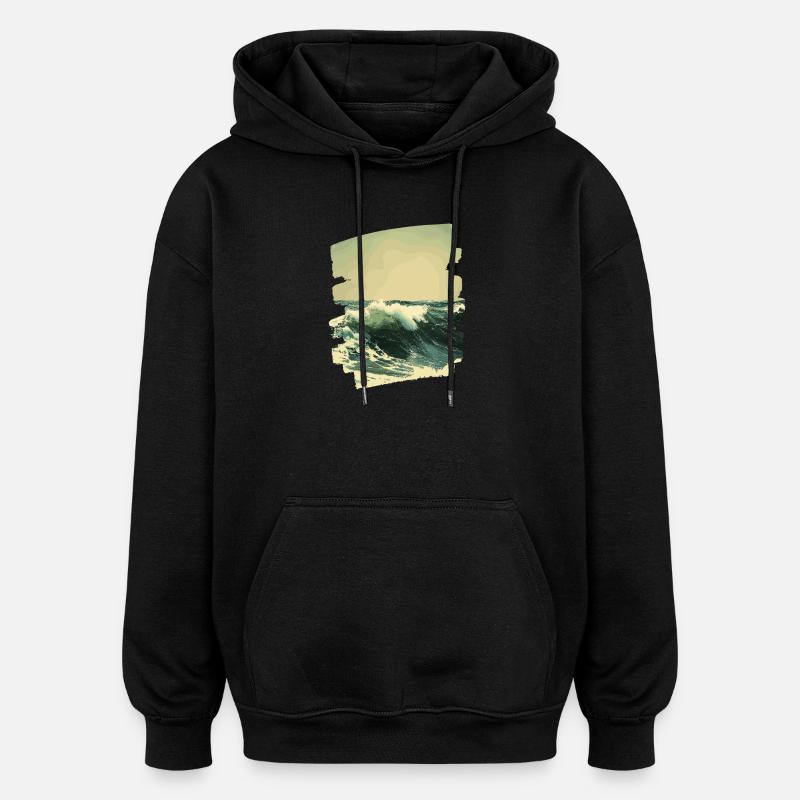 Les vagues et la mer - Sweat à capuche oversize unisexe - noir
