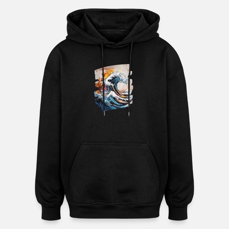 Les vagues et la mer - Sweat à capuche oversize unisexe - noir