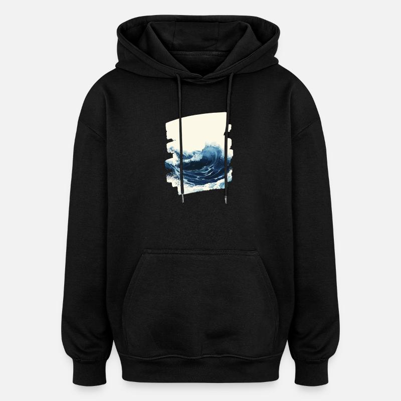 Les vagues et la mer - Sweat à capuche oversize unisexe - noir