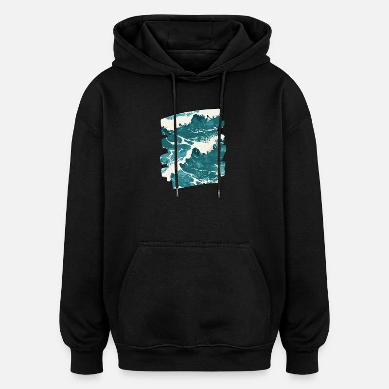 Les vagues et la mer - Sweat à capuche oversize unisexe - noir