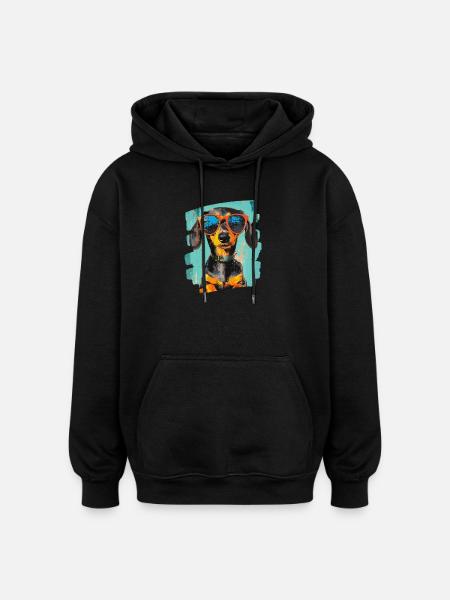 Teckel Dackel - Sweat à capuche oversize unisexe - noir