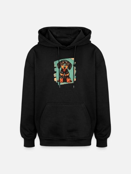 Teckel Dackel - Sweat à capuche oversize unisexe - noir