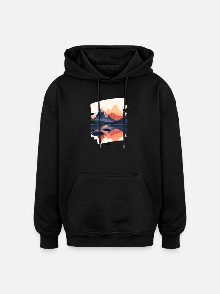 Mountains Climbing Climbers Hiking - Oversized Unisex Hoodie - black
