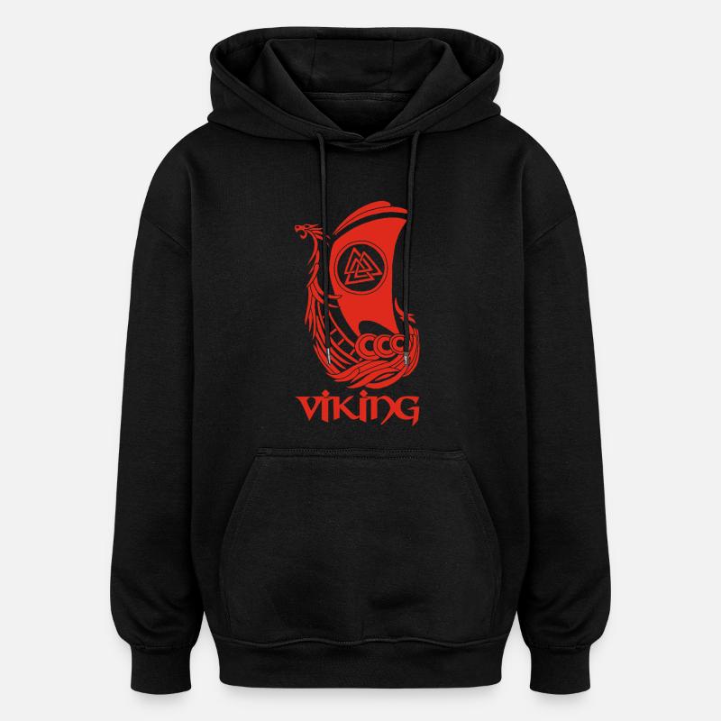 Bateau viking rouge - Sweat à capuche oversize unisexe - noir