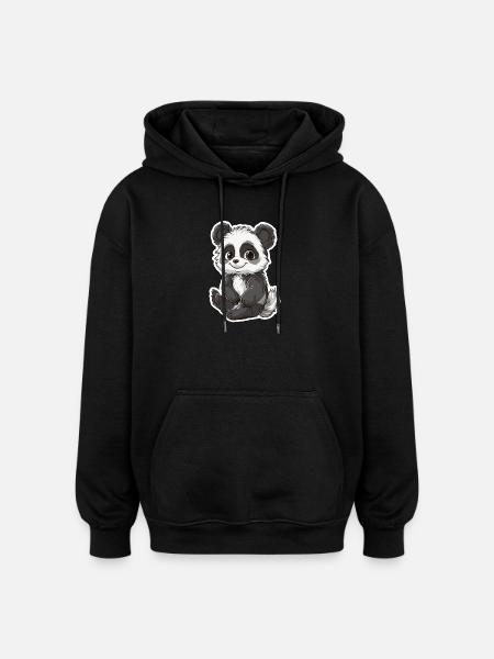 Ours panda mignon - Sweat à capuche oversize unisexe - noir