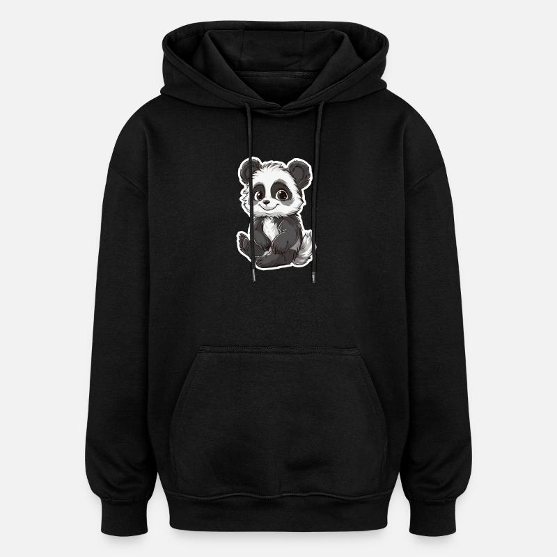 Ours panda mignon - Sweat à capuche oversize unisexe - noir