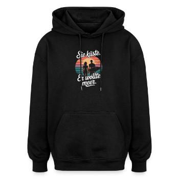 Sie Küste Er Wollte Meer Strand Liebe Welle Surfer - Oversized Unisex Hoodie - Schwarz - Vorne - Noah (186cm)