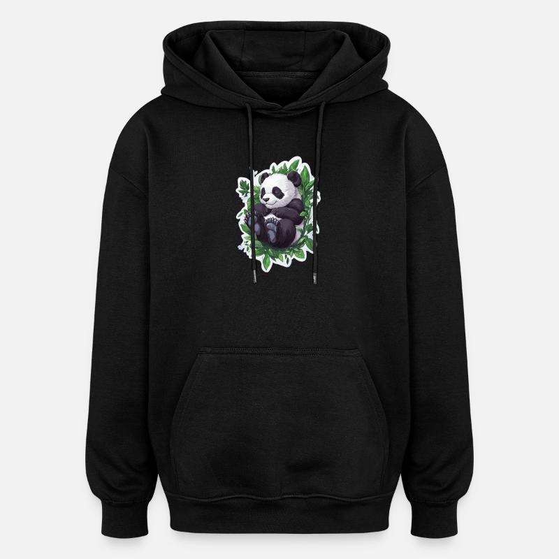 Süsser Pandabär - Oversized Unisex Hoodie - Schwarz