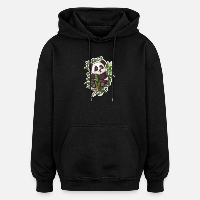 Ours panda mignon - Sweat à capuche oversize unisexe - noir