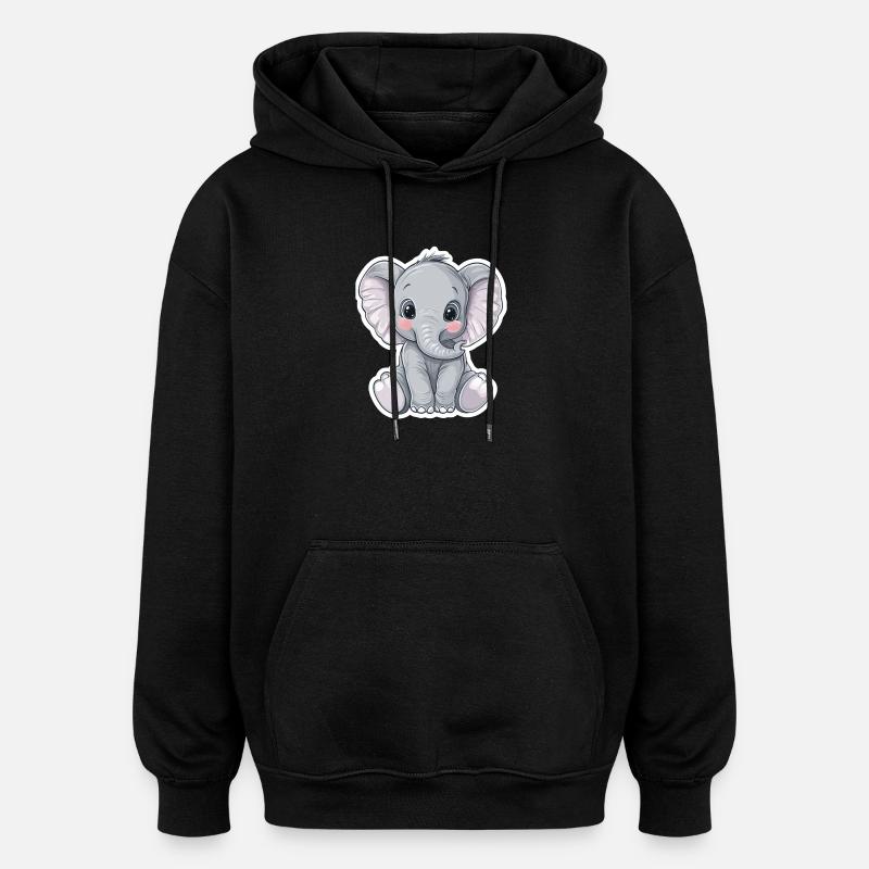 Éléphant - Sweat à capuche oversize unisexe - noir