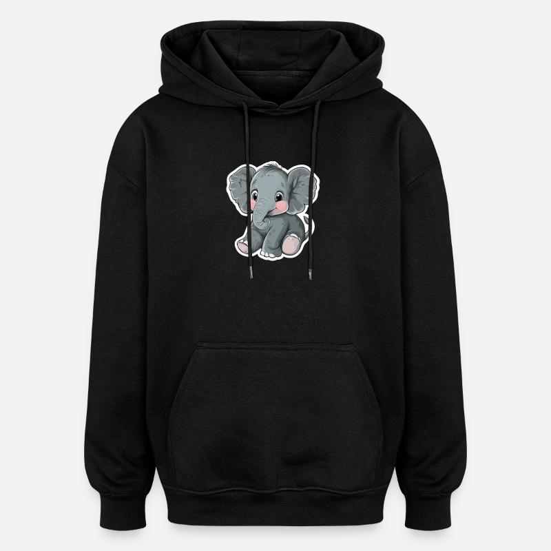 Elephant - Oversized Unisex Hoodie - black