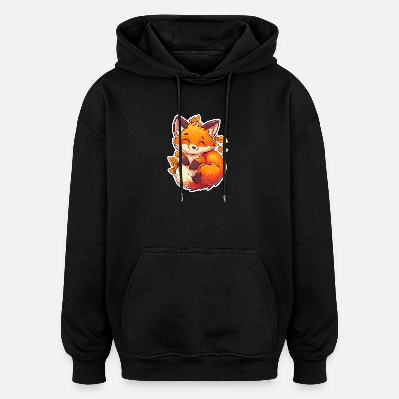 Renard - Sweat à capuche oversize unisexe - noir