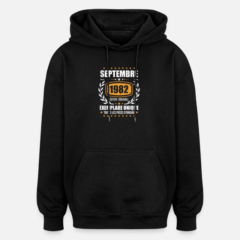 September 1982 Unikat - September 1982 - Oversized Unisex Hoodie - Schwarz