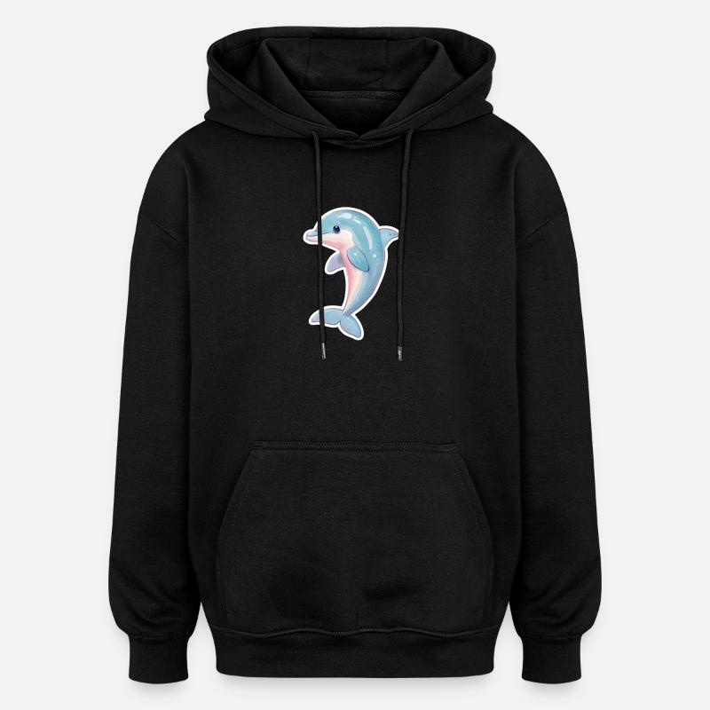 Delfin - Oversized Unisex Hoodie - Schwarz