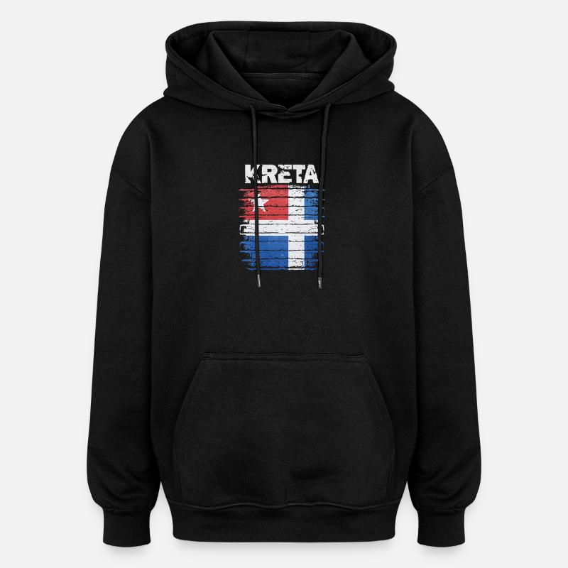 Drapeau de la Crète Impression d’art - Sweat à capuche oversize unisexe - noir