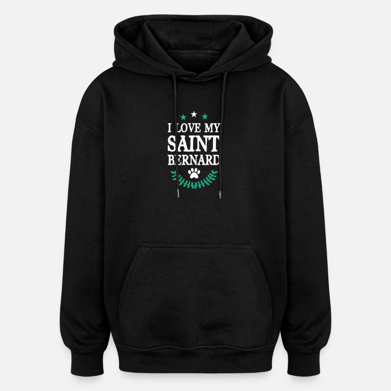 SAINT_BERNARD - Sweat à capuche oversize unisexe - noir