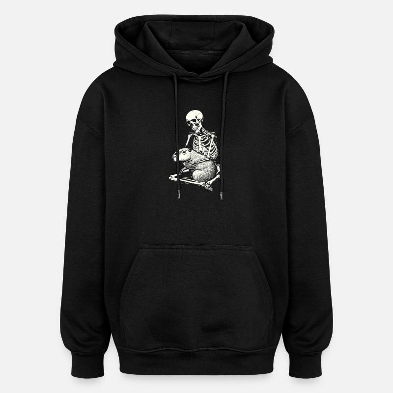 Skeleton hugging capybara - Oversized Unisex Hoodie - black