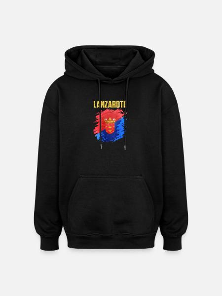Lanzarote Island Coat of Arms Design - Oversized Unisex Hoodie - black