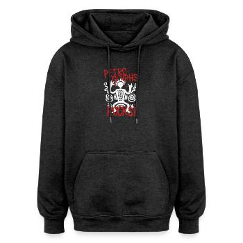 Pétroglyphes Pétroglyphes Pictogrammes - Sweat à capuche oversize unisexe - charbon - Devant - Noah (186cm)