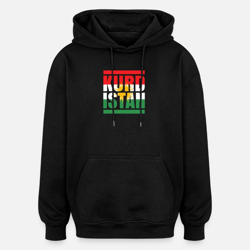 Drapeau du Kurdistan avec motif soleil - Sweat à capuche oversize unisexe - noir