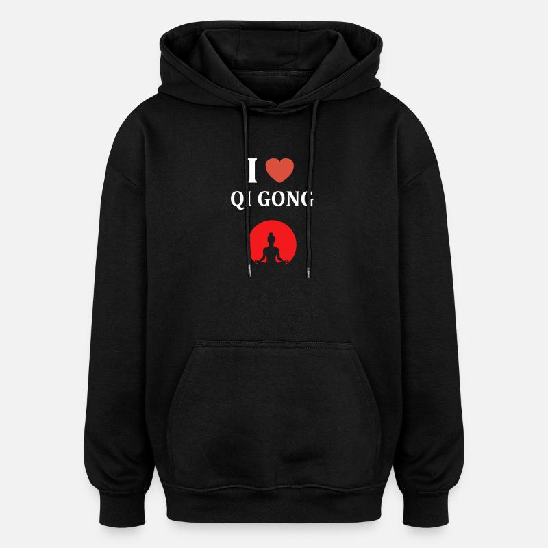 Symbole de méditation qi gong - Sweat à capuche oversize unisexe - noir