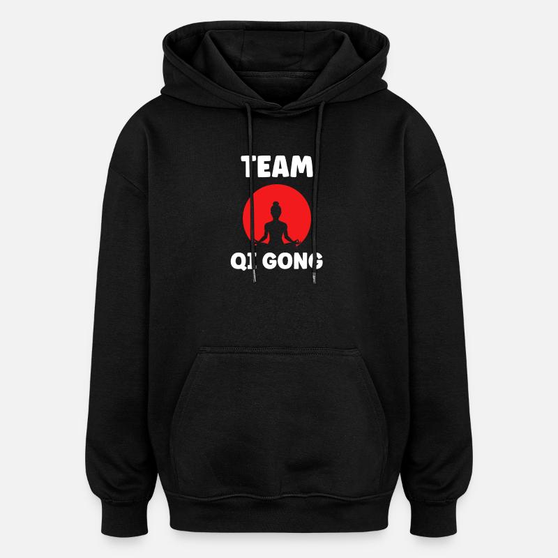 Design Qi Gong Équilibre Zen - Sweat à capuche oversize unisexe - noir