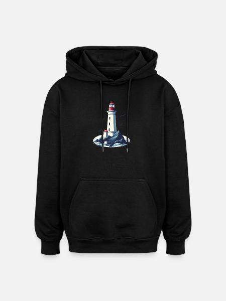 Lighthouse on rocky coast - Oversized Unisex Hoodie - black