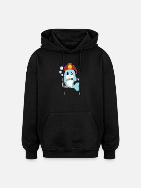 Dolphin fireman fire hose fire department - Oversized Unisex Hoodie - black