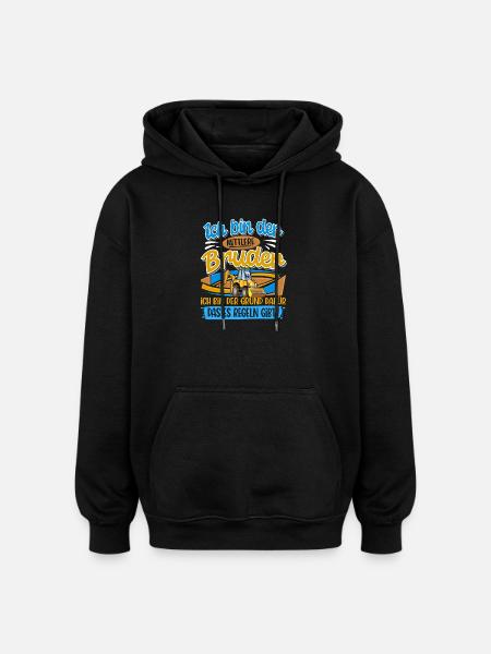 Excavator Middle Brother Siblings - Oversized Unisex Hoodie - black