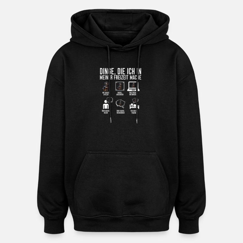 Dackel Hund Rauhaardackel Dickköpfiger - Oversized Unisex Hoodie - Schwarz