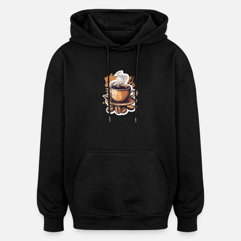 Kaffee - Oversized Unisex Hoodie - Schwarz