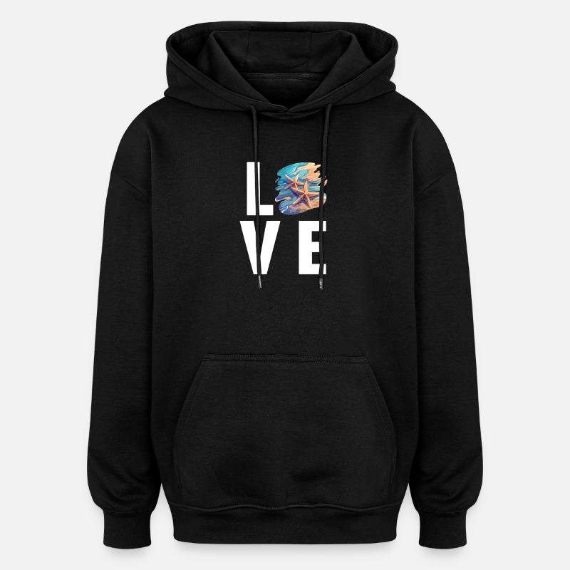 Étoile de mer Étoile de mer - Sweat à capuche oversize unisexe - noir