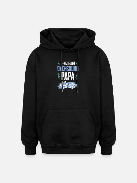 teckel teckel chiens papa - Sweat à capuche oversize unisexe - noir