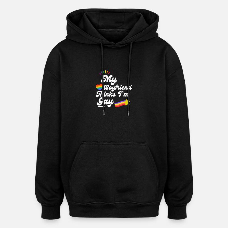 Rainbow Love Pride Statement - Oversized Unisex Hoodie - black