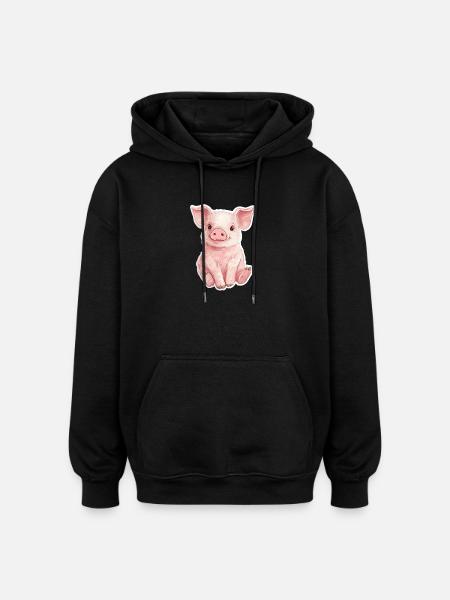 Pig Piglet - Oversized Unisex Hoodie - black