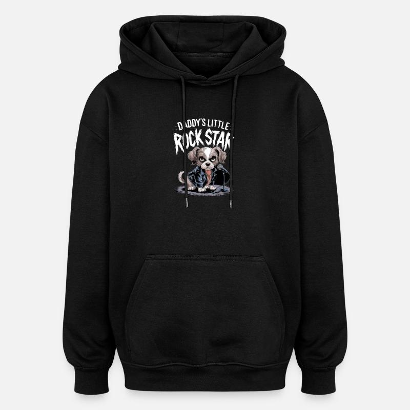 Canine with leather jacket - Oversized Unisex Hoodie - black