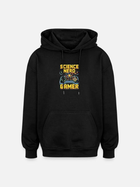 Science Nerd Gamer Atom Controller Wissenschaft - Sweat à capuche oversize unisexe - noir