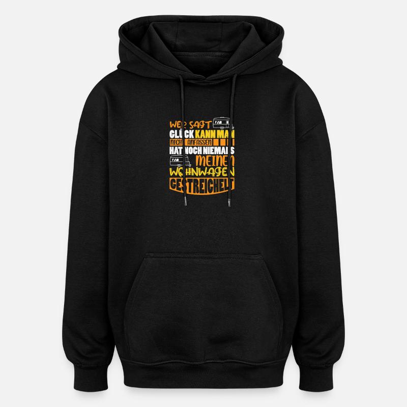 Camper Camping Caravane Dicton - Sweat à capuche oversize unisexe - noir