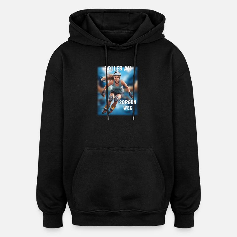 MRS. ROLLER AWAY FROM WORRIES - Oversized Unisex Hoodie - black
