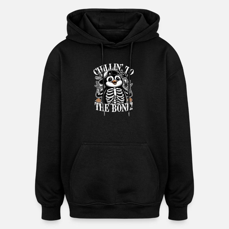 Squelette Pingouin Motif d’Halloween effrayant - Sweat à capuche oversize unisexe - noir