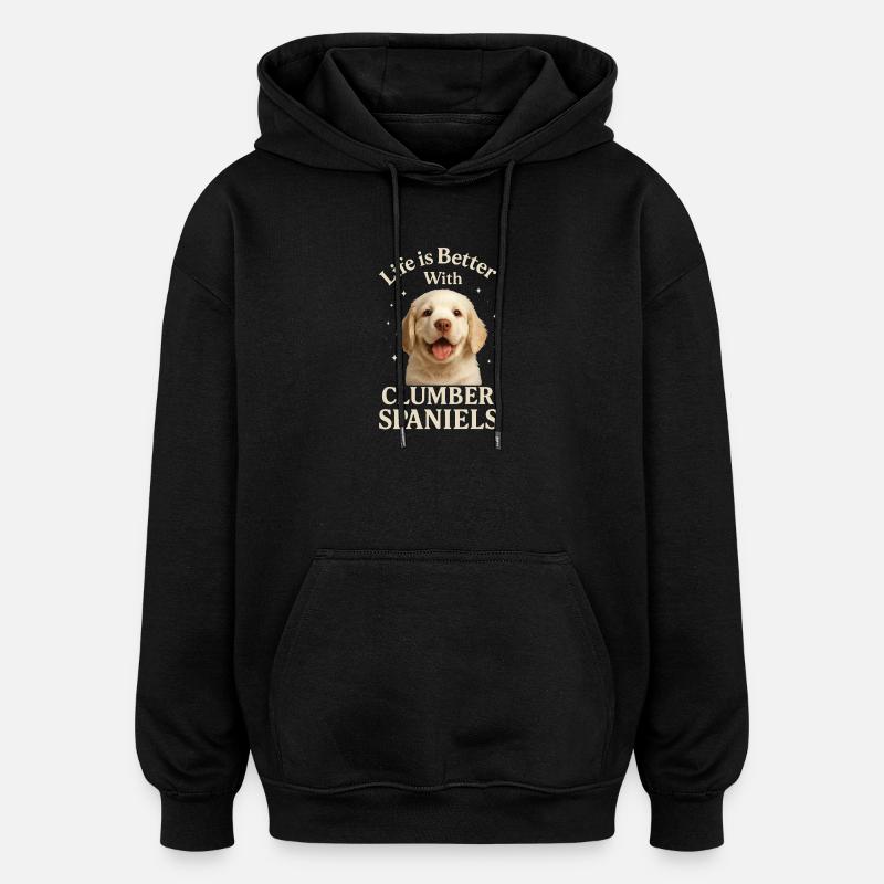Épagneul Clumber - Sweat à capuche oversize unisexe - noir