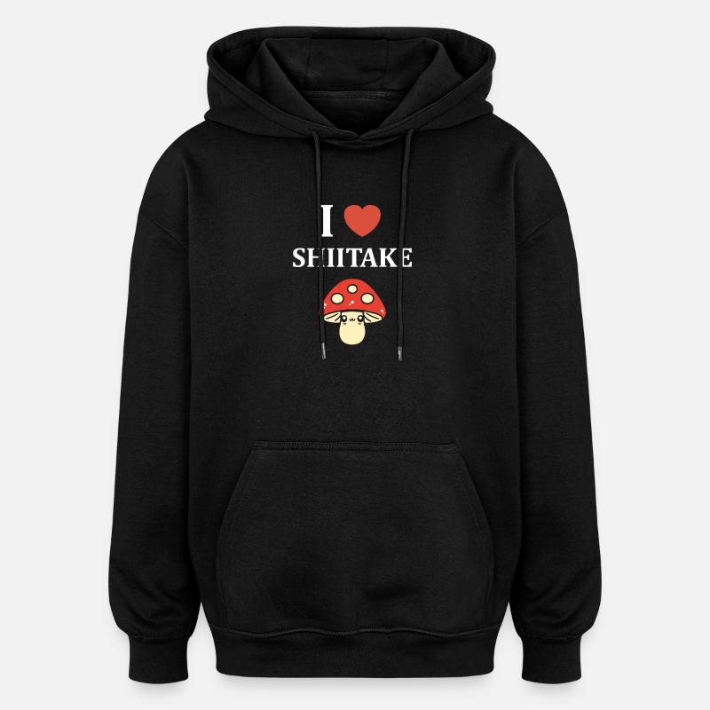 J'aime Shiitake - Sweat à capuche oversize unisexe - noir