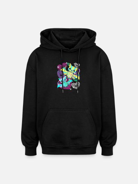 Retro Fledermäuse Halloween Kinder - Oversized Unisex Hoodie - Schwarz