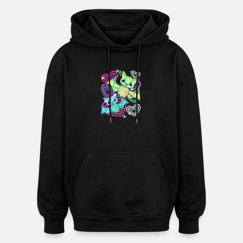 Retro Fledermäuse Halloween Kinder - Oversized Unisex Hoodie - Schwarz
