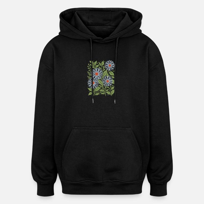 Gänseblümchen in Himmelblau Blumen - Oversized Unisex Hoodie - Schwarz