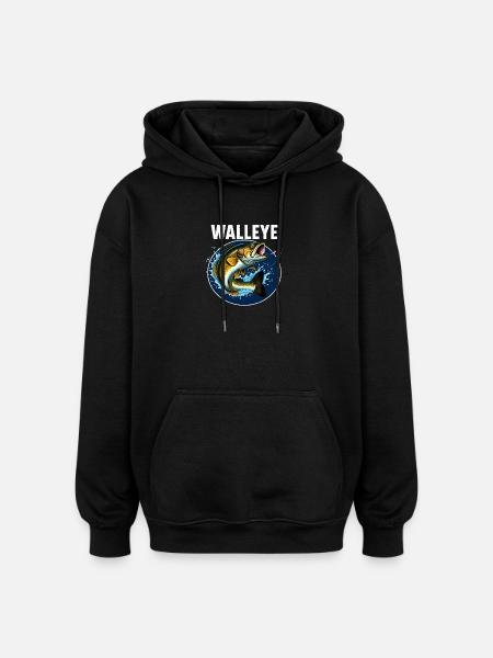 Walleye Fisch Sprungfisch Motiv - Oversized Unisex Hoodie - Schwarz