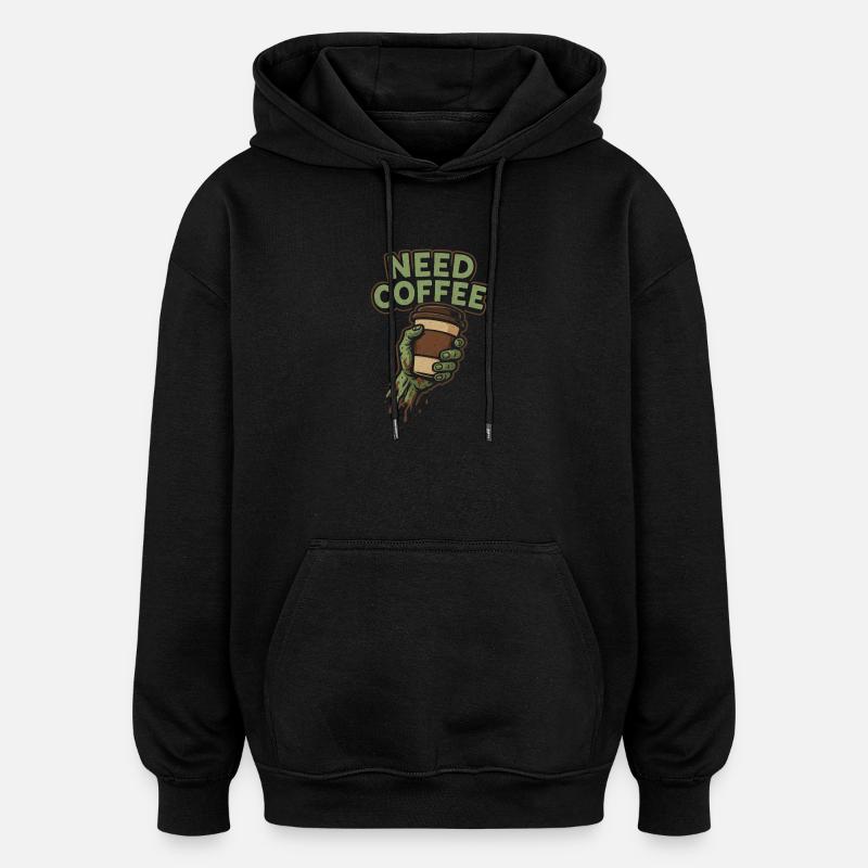 J’ai besoin d’un café drôle - Sweat à capuche oversize unisexe - noir