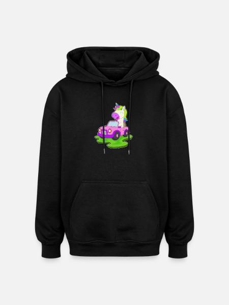 Unicorn Car - Oversized Unisex Hoodie - black
