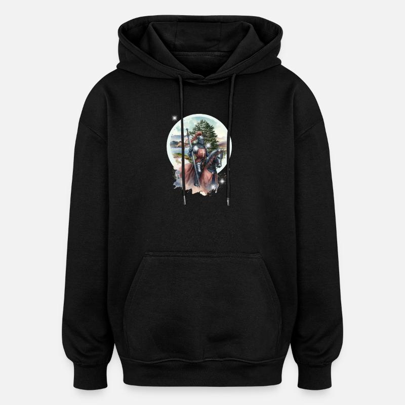 Médiéval Chevalier Guerrier Roi Cheval Enfants - Sweat à capuche oversize unisexe - noir